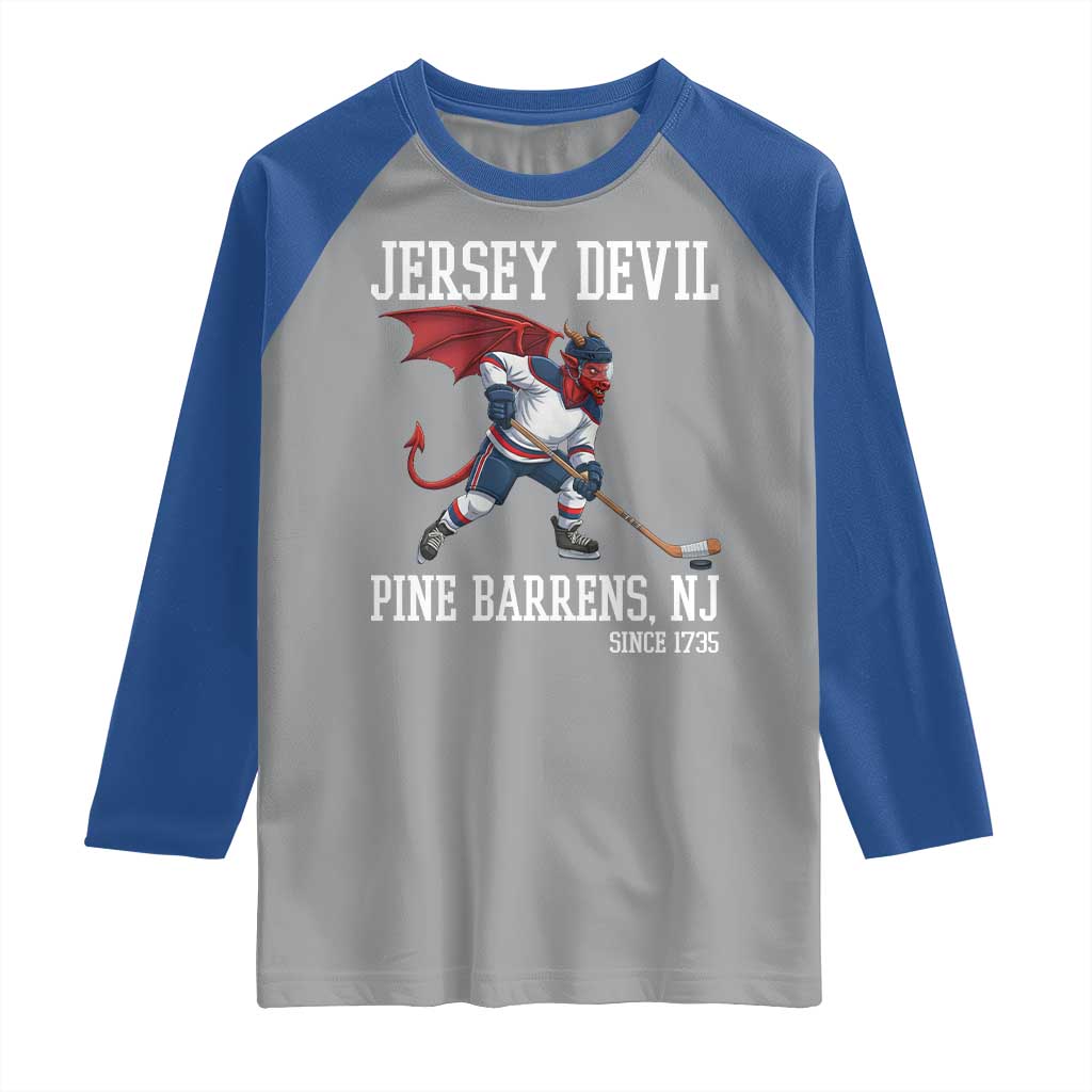 Pine Barrens New Jersey Devil Raglan Shirt Gothic Horror Ice Hockey Gift TS12 Sport Gray Royal Print Your Wear