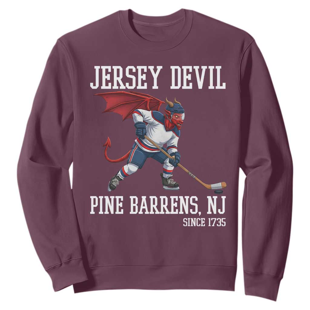 Pine Barrens New Jersey Devil Sweatshirt Gothic Horror Ice Hockey Gift TS12 Maroon Print Your Wear