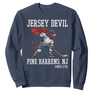 Pine Barrens New Jersey Devil Sweatshirt Gothic Horror Ice Hockey Gift TS12 Navy Print Your Wear