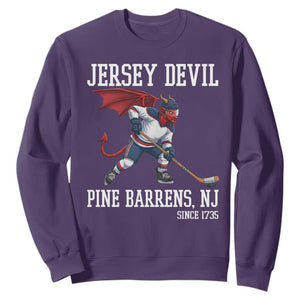 Pine Barrens New Jersey Devil Sweatshirt Gothic Horror Ice Hockey Gift TS12 Purple Print Your Wear