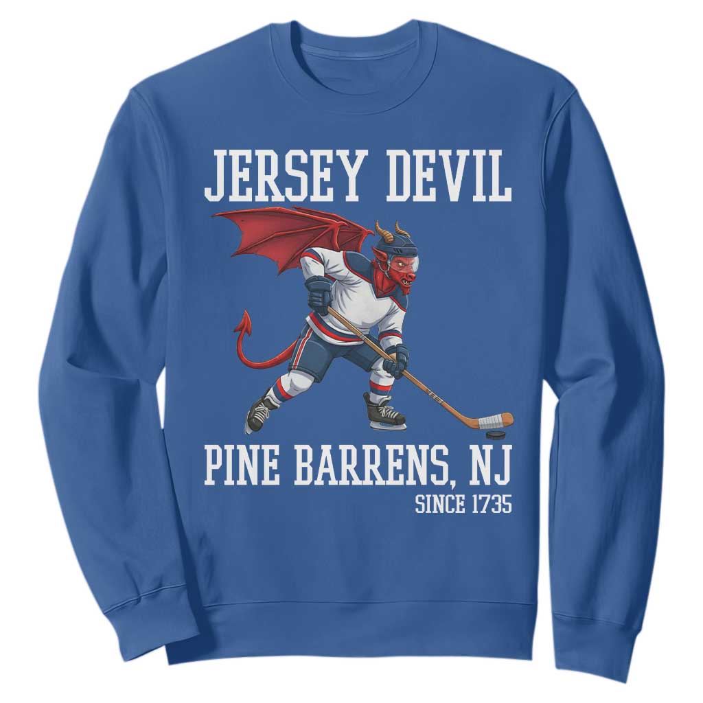Pine Barrens New Jersey Devil Sweatshirt Gothic Horror Ice Hockey Gift TS12 Royal Blue Print Your Wear