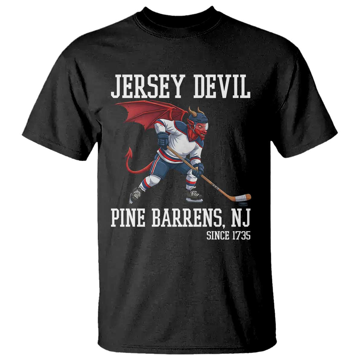 Pine Barrens New Jersey Devil T Shirt Gothic Horror Ice Hockey Gift TS12 Black Print Your Wear