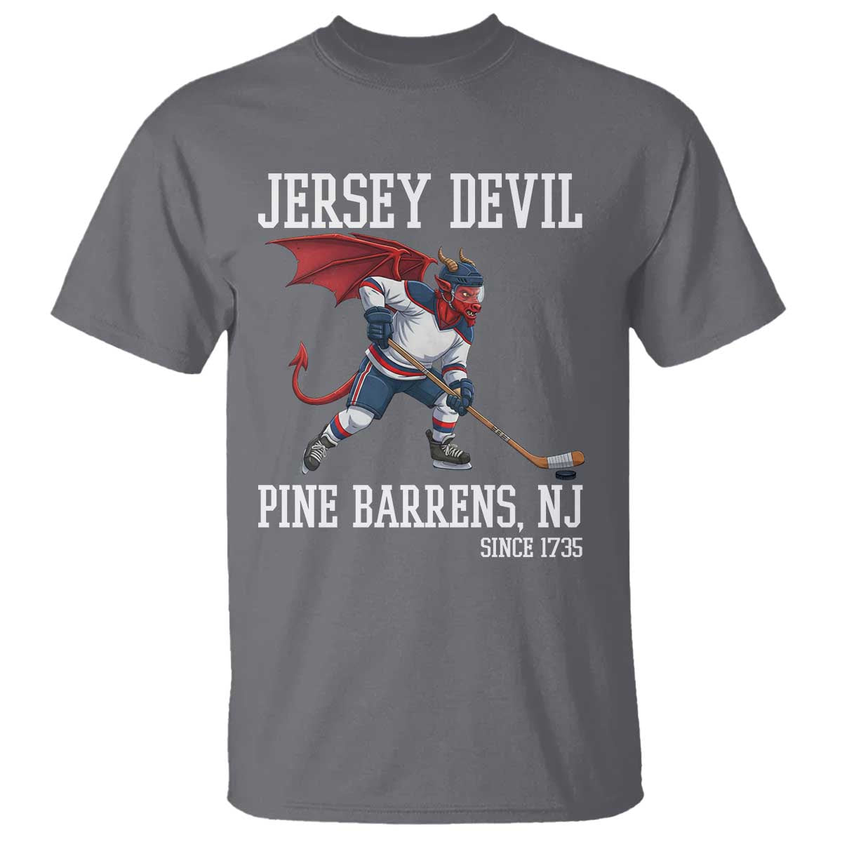 Pine Barrens New Jersey Devil T Shirt Gothic Horror Ice Hockey Gift TS12 Charcoal Print Your Wear