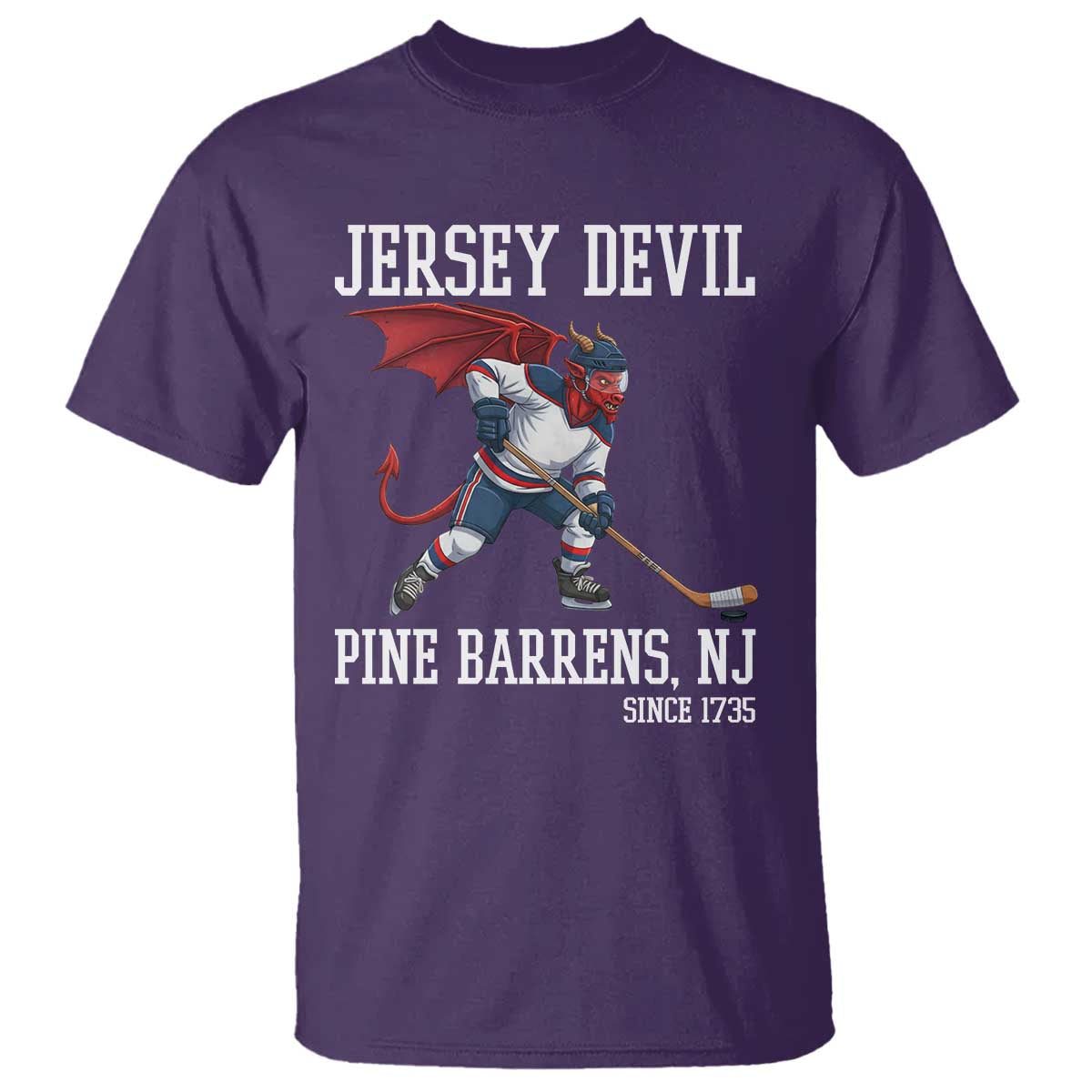 Pine Barrens New Jersey Devil T Shirt Gothic Horror Ice Hockey Gift TS12 Purple Print Your Wear