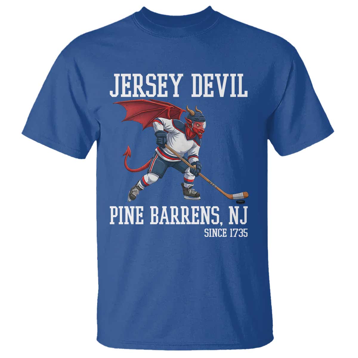 Pine Barrens New Jersey Devil T Shirt Gothic Horror Ice Hockey Gift TS12 Royal Blue Print Your Wear