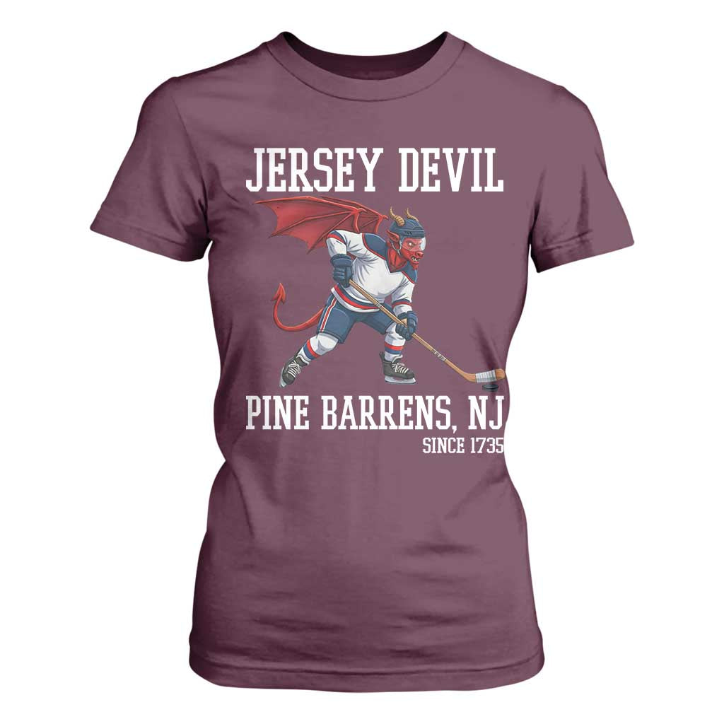 Pine Barrens New Jersey Devil T Shirt For Women Gothic Horror Ice Hockey Gift TS12 Maroon Print Your Wear