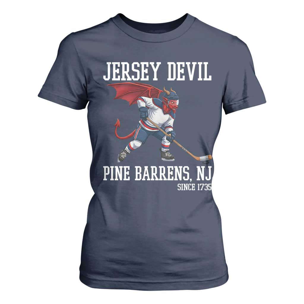 Pine Barrens New Jersey Devil T Shirt For Women Gothic Horror Ice Hockey Gift TS12 Navy Print Your Wear