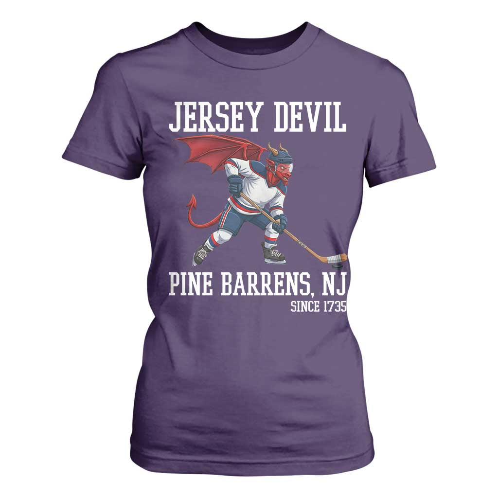 Pine Barrens New Jersey Devil T Shirt For Women Gothic Horror Ice Hockey Gift TS12 Purple Print Your Wear
