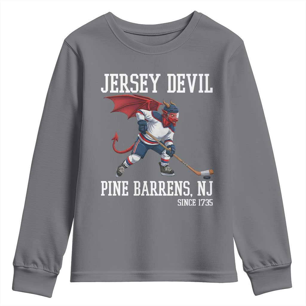 Pine Barrens New Jersey Devil Youth Sweatshirt Gothic Horror Ice Hockey Gift TS12 Charcoal Print Your Wear