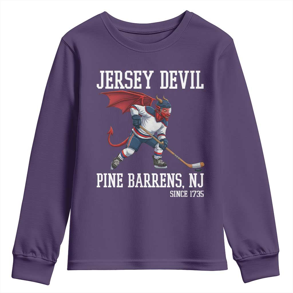 Pine Barrens New Jersey Devil Youth Sweatshirt Gothic Horror Ice Hockey Gift TS12 Purple Print Your Wear