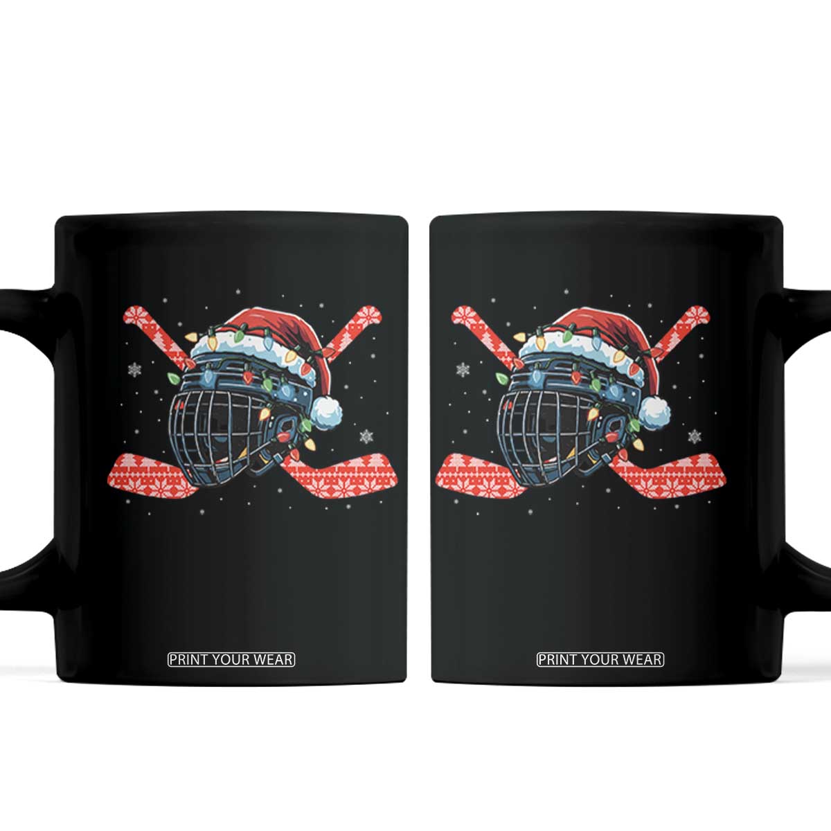 Christmas Ice Hockey Helmet Santa Coffee Mug Funny Xmas Gift TS12 Black Print Your Wear
