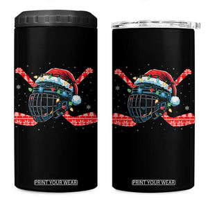 Christmas Ice Hockey Helmet Santa 4 in 1 Can Cooler Tumbler Funny Xmas Gift TS12 One Size: 16 oz Black Print Your Wear
