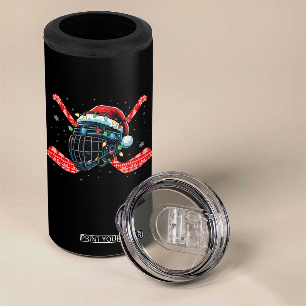 Christmas Ice Hockey Helmet Santa 4 in 1 Can Cooler Tumbler Funny Xmas Gift TS12 Print Your Wear