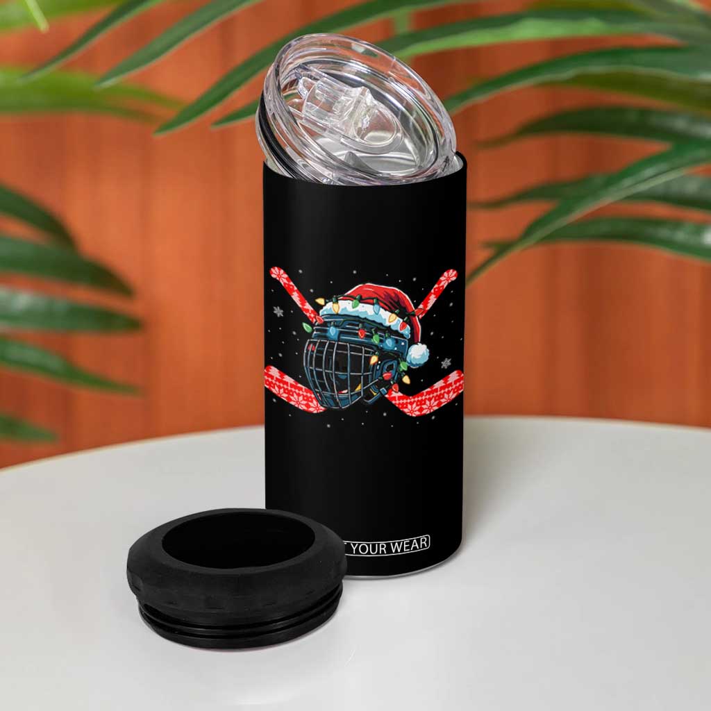 Christmas Ice Hockey Helmet Santa 4 in 1 Can Cooler Tumbler Funny Xmas Gift TS12 Print Your Wear