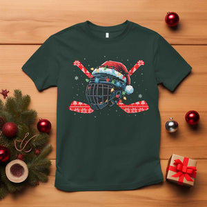 Christmas Ice Hockey Helmet Santa T Shirt Funny Xmas Gift TS12 Dark Forest Green Print Your Wear