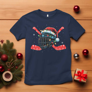 Christmas Ice Hockey Helmet Santa T Shirt Funny Xmas Gift TS12 Navy Print Your Wear
