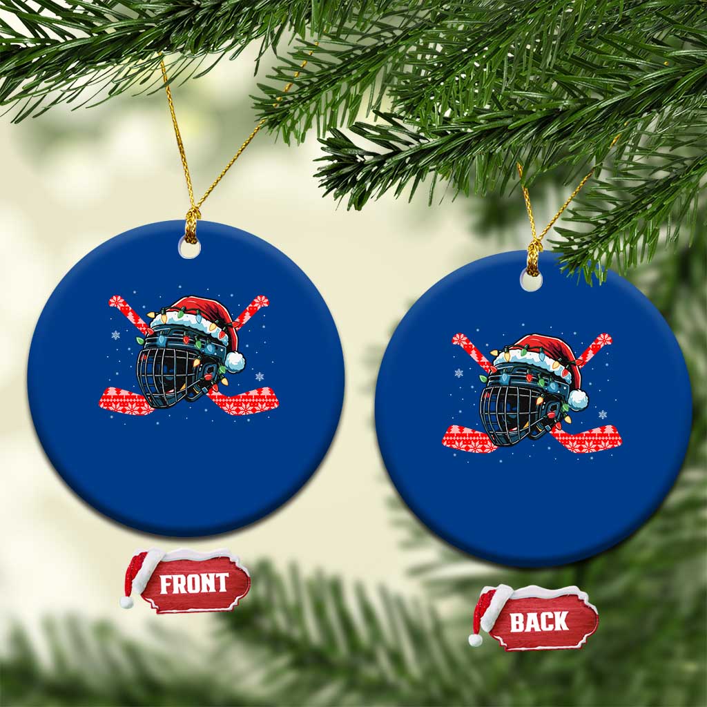 Christmas Ice Hockey Helmet Santa Ceramic Ornament Funny Xmas Gift TS12 1pc Blue Print Your Wear