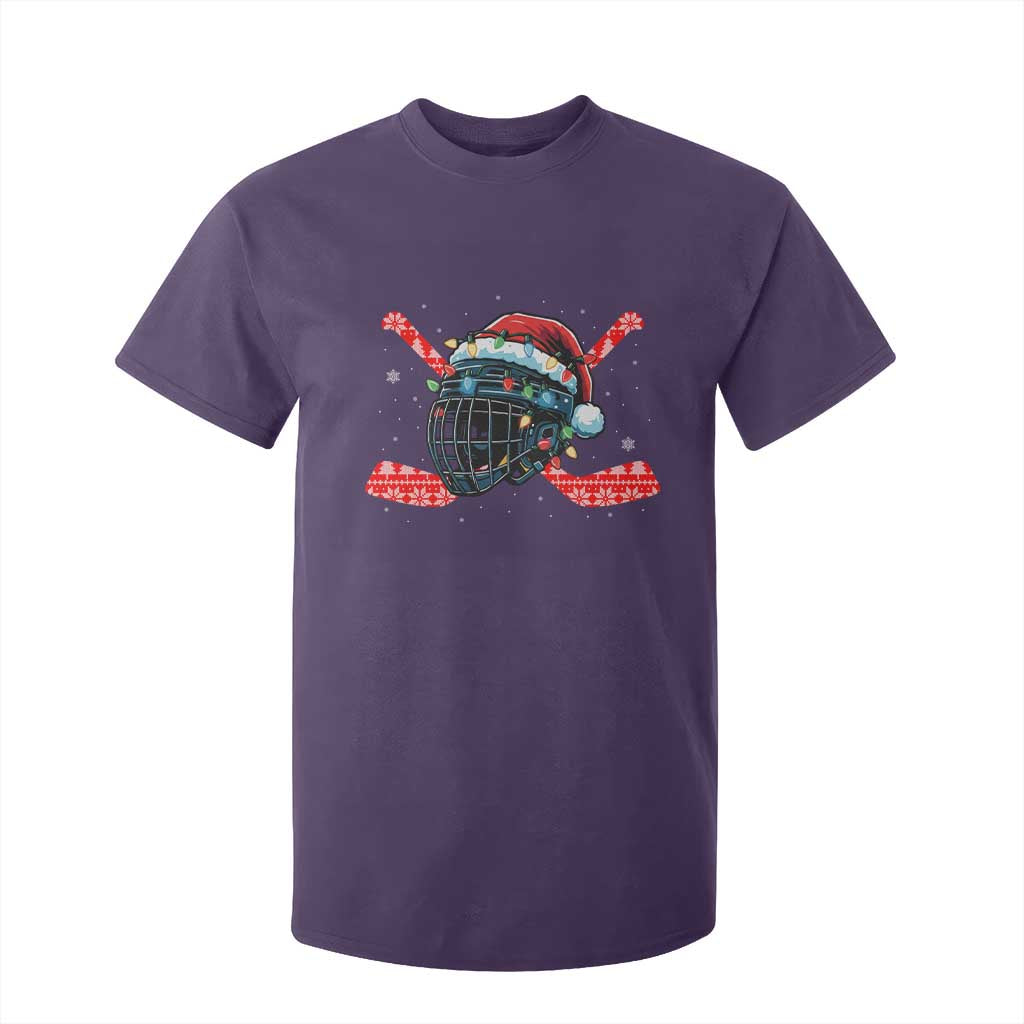 Christmas Ice Hockey Helmet Santa T Shirt For Kid Funny Xmas Gift TS12 Purple Print Your Wear