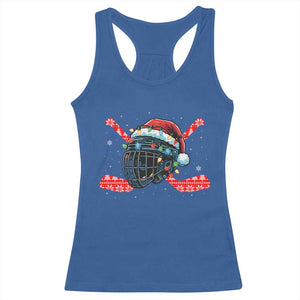 Christmas Ice Hockey Helmet Santa Racerback Tank Top Funny Xmas Gift TS12 Royal Blue Print Your Wear