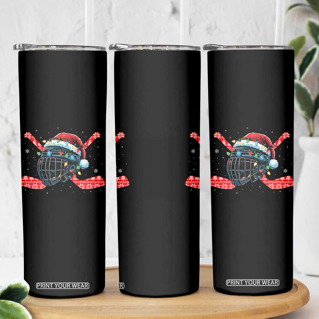 Christmas Ice Hockey Helmet Santa Skinny Tumbler Funny Xmas Gift TS12 Print Your Wear