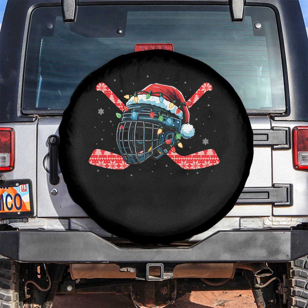 Christmas Ice Hockey Helmet Santa Spare Tire Cover Funny Xmas Gift TS12 No hole Black Print Your Wear