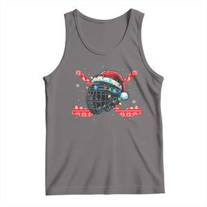 Christmas Ice Hockey Helmet Santa Tank Top Funny Xmas Gift TS12 Deep Heather Print Your Wear