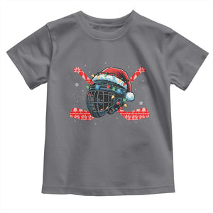 Christmas Ice Hockey Helmet Santa Toddler T Shirt Funny Xmas Gift TS12 Charcoal Print Your Wear