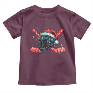 Christmas Ice Hockey Helmet Santa Toddler T Shirt Funny Xmas Gift TS12 Maroon Print Your Wear