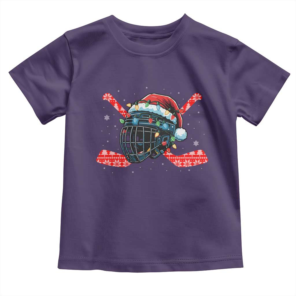 Christmas Ice Hockey Helmet Santa Toddler T Shirt Funny Xmas Gift TS12 Purple Print Your Wear