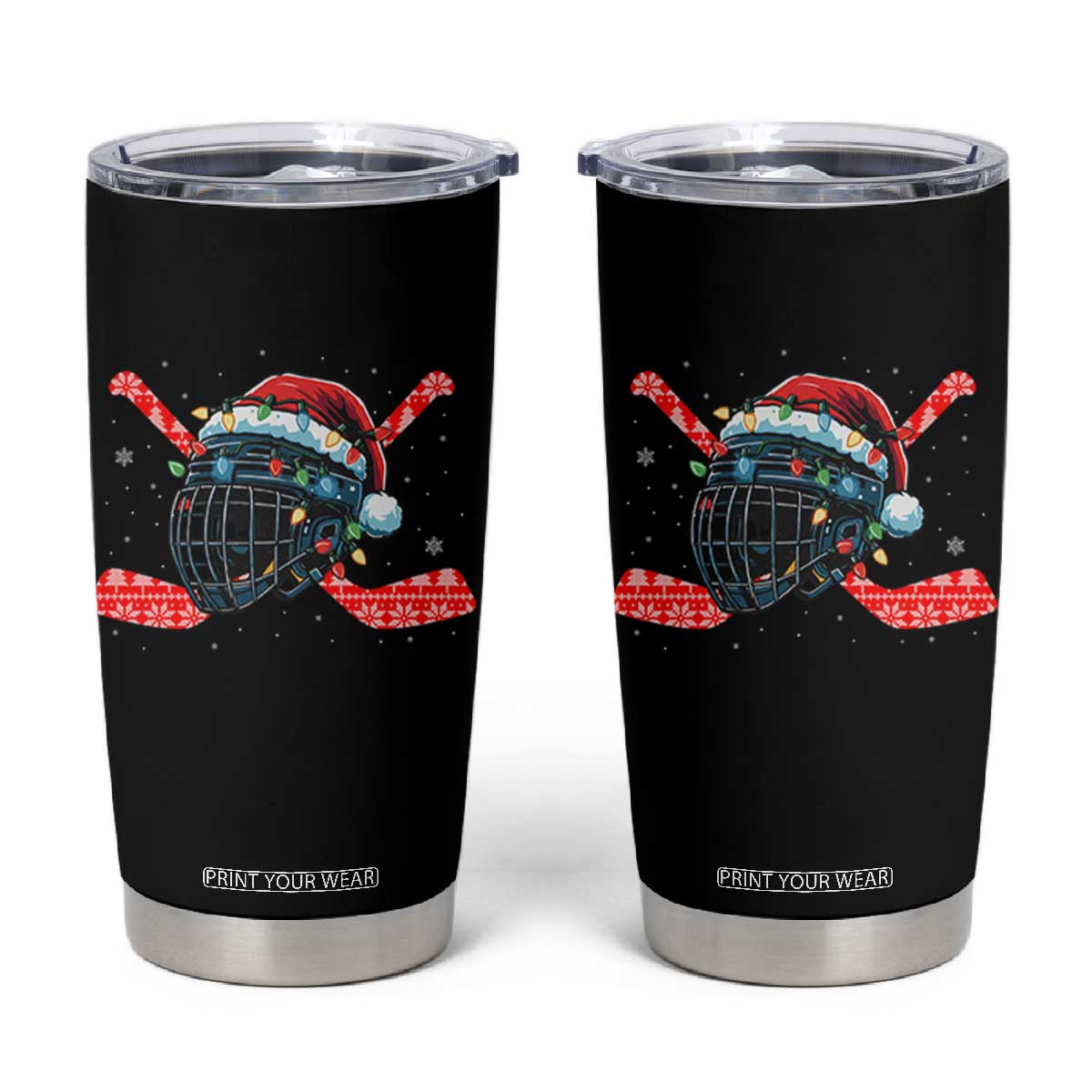 Christmas Ice Hockey Helmet Santa Tumbler Cup Funny Xmas Gift TS12 Black Print Your Wear