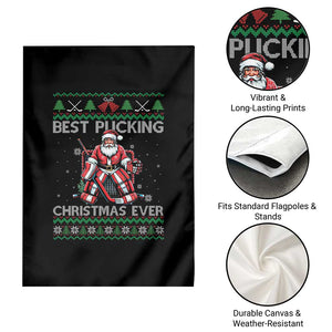 Best Pucking Christmas Ever Garden Flag Santa Hockey Goalie Ugly Sweater Gift TS12 Print Your Wear