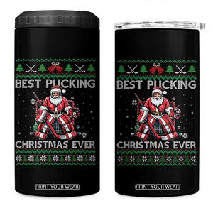 Best Pucking Christmas Ever 4 in 1 Can Cooler Tumbler Santa Hockey Goalie Ugly Sweater Gift TS12 One Size: 16 oz Black Print Your Wear