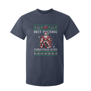 Best Pucking Christmas Ever T Shirt For Kid Santa Hockey Goalie Ugly Sweater Gift TS12 Navy Print Your Wear