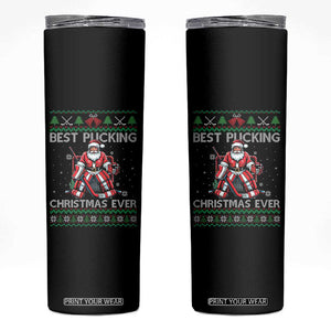 Best Pucking Christmas Ever Skinny Tumbler Santa Hockey Goalie Ugly Sweater Gift TS12 Black Print Your Wear