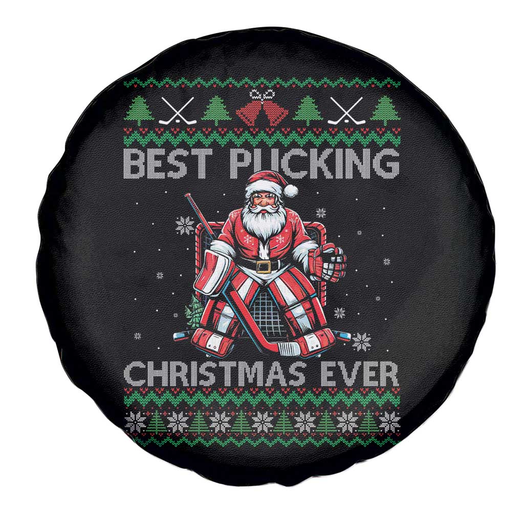 Best Pucking Christmas Ever Spare Tire Cover Santa Hockey Goalie Ugly Sweater Gift TS12 Print Your Wear