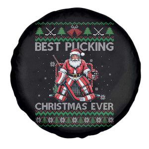 Best Pucking Christmas Ever Spare Tire Cover Santa Hockey Goalie Ugly Sweater Gift TS12 Print Your Wear