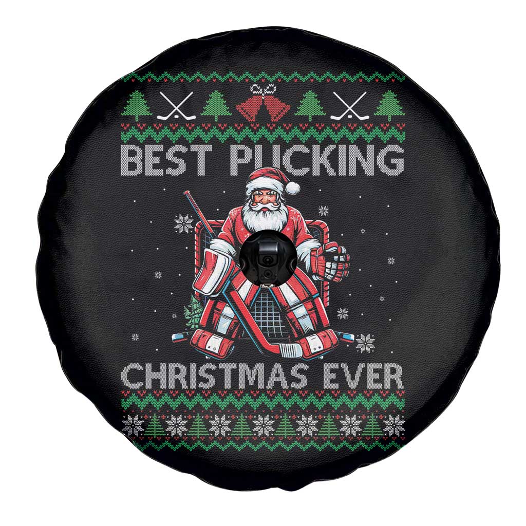 Best Pucking Christmas Ever Spare Tire Cover Santa Hockey Goalie Ugly Sweater Gift TS12 Print Your Wear