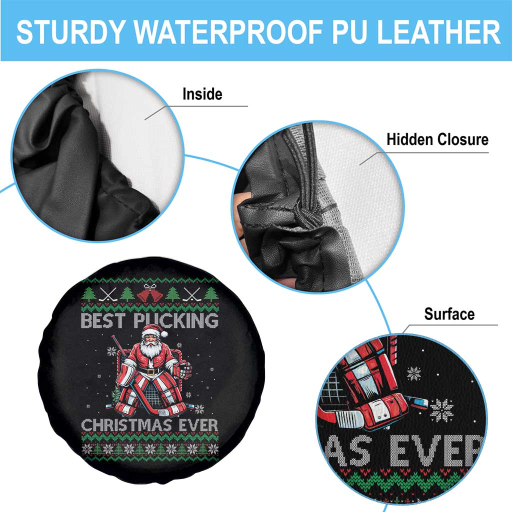 Best Pucking Christmas Ever Spare Tire Cover Santa Hockey Goalie Ugly Sweater Gift TS12 Print Your Wear