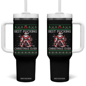 Best Pucking Christmas Ever Tumbler With Handle Santa Hockey Goalie Ugly Sweater Gift TS12 One Size: 40 oz Black Print Your Wear