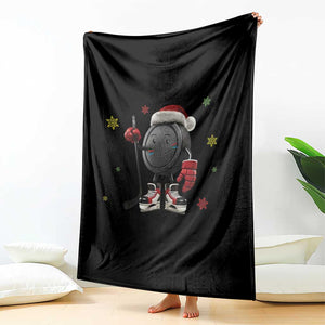Funny Ice Hockey Holiday Gift Throw Blanket Cute Puck Wearing Santa Hat TS12 Print Your Wear