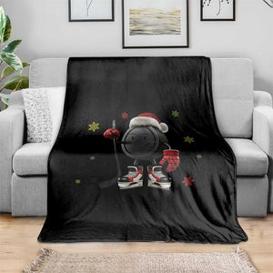 Funny Ice Hockey Holiday Gift Throw Blanket Cute Puck Wearing Santa Hat TS12 Print Your Wear