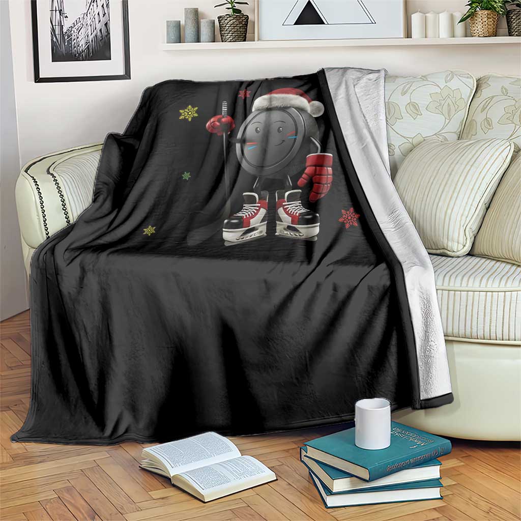 Funny Ice Hockey Holiday Gift Throw Blanket Cute Puck Wearing Santa Hat TS12 Print Your Wear