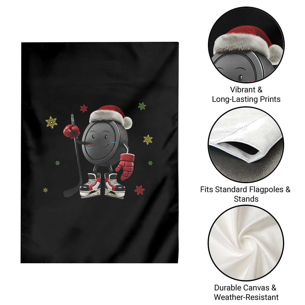 Funny Ice Hockey Holiday Gift Garden Flag Cute Puck Wearing Santa Hat TS12 Print Your Wear
