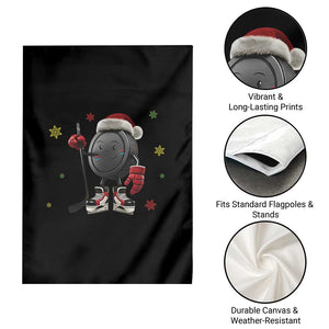 Funny Ice Hockey Holiday Gift Garden Flag Cute Puck Wearing Santa Hat TS12 Print Your Wear