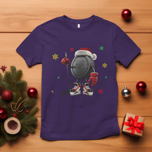 Funny Ice Hockey Holiday Gift T Shirt Cute Puck Wearing Santa Hat TS12 Purple Print Your Wear