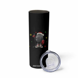 Funny Ice Hockey Holiday Gift Skinny Tumbler Cute Puck Wearing Santa Hat TS12 Print Your Wear