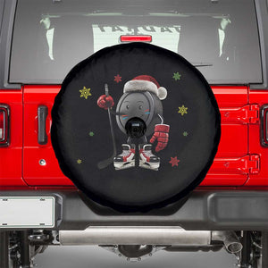 Funny Ice Hockey Holiday Gift Spare Tire Cover Cute Puck Wearing Santa Hat TS12 Black Print Your Wear