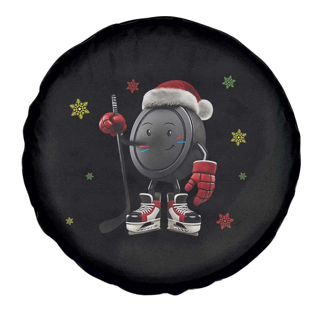 Funny Ice Hockey Holiday Gift Spare Tire Cover Cute Puck Wearing Santa Hat TS12 Print Your Wear