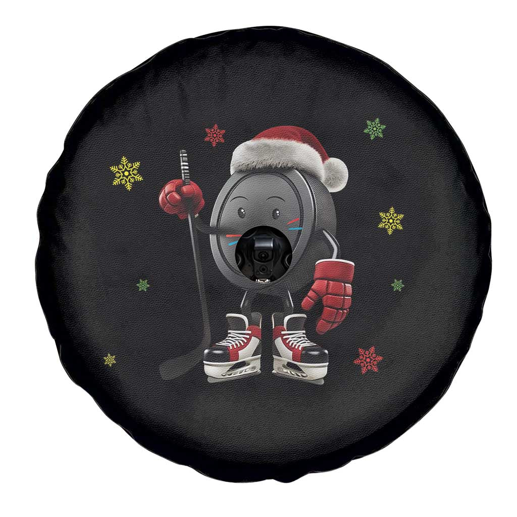 Funny Ice Hockey Holiday Gift Spare Tire Cover Cute Puck Wearing Santa Hat TS12 Print Your Wear