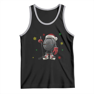 Funny Ice Hockey Holiday Gift Tank Top Cute Puck Wearing Santa Hat TS12 Black Athletic Heather Print Your Wear